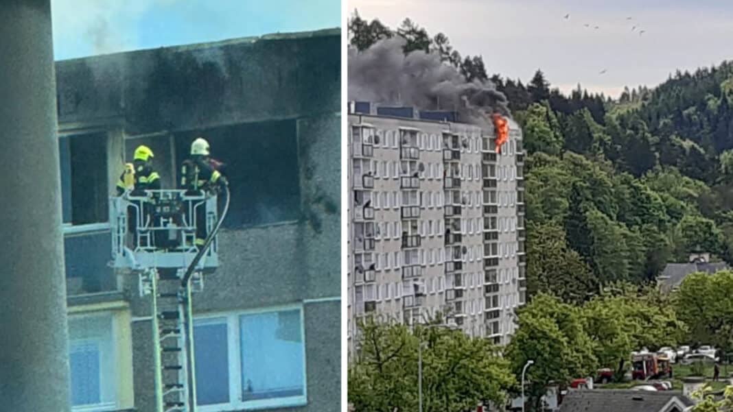 Požár v Trutnově ve Sněženkové ulici.