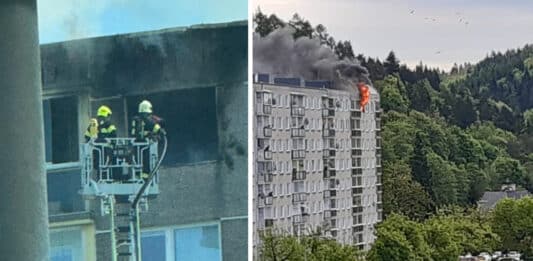 Požár v Trutnově ve Sněženkové ulici.