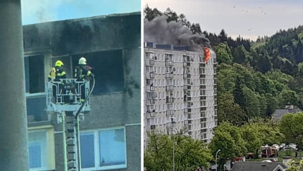 Požár v Trutnově ve Sněženkové ulici.