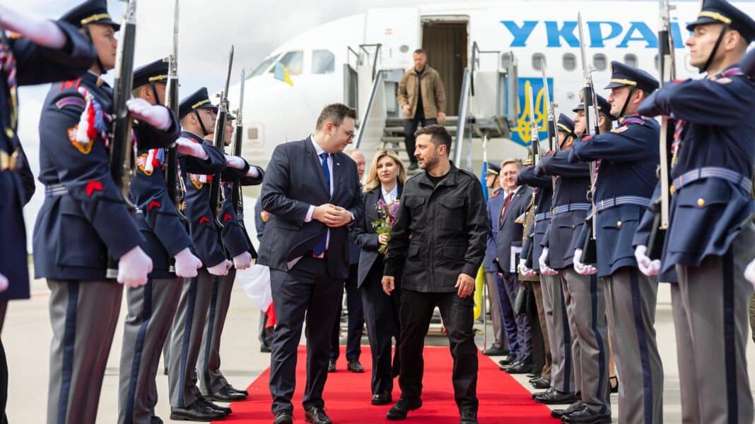 Ukrajinský prezident Volodymyr Zelenskyj v Praze.