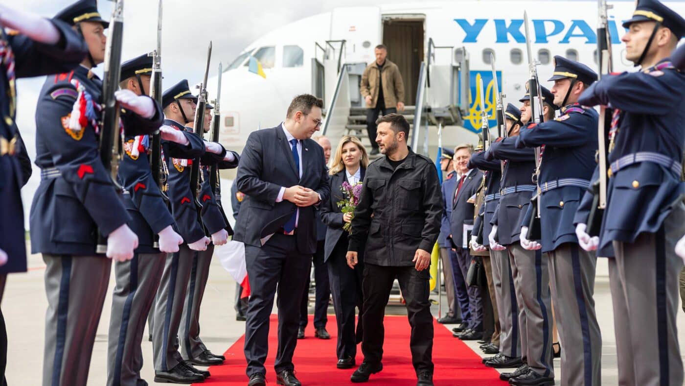 Ukrajinský prezident Volodymyr Zelenskyj v Praze.