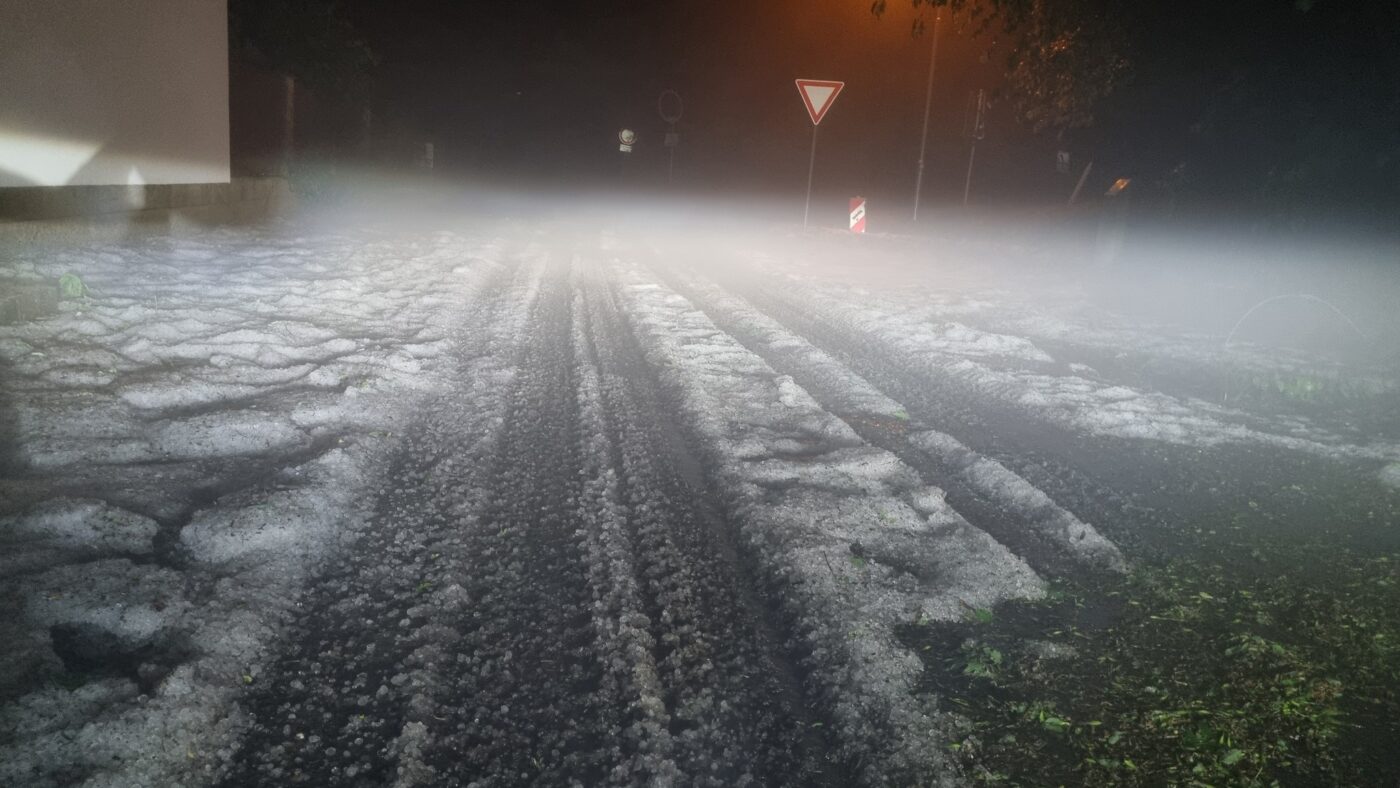 Kroupy na silnici v obci Sadská. Foto: Město Sadská