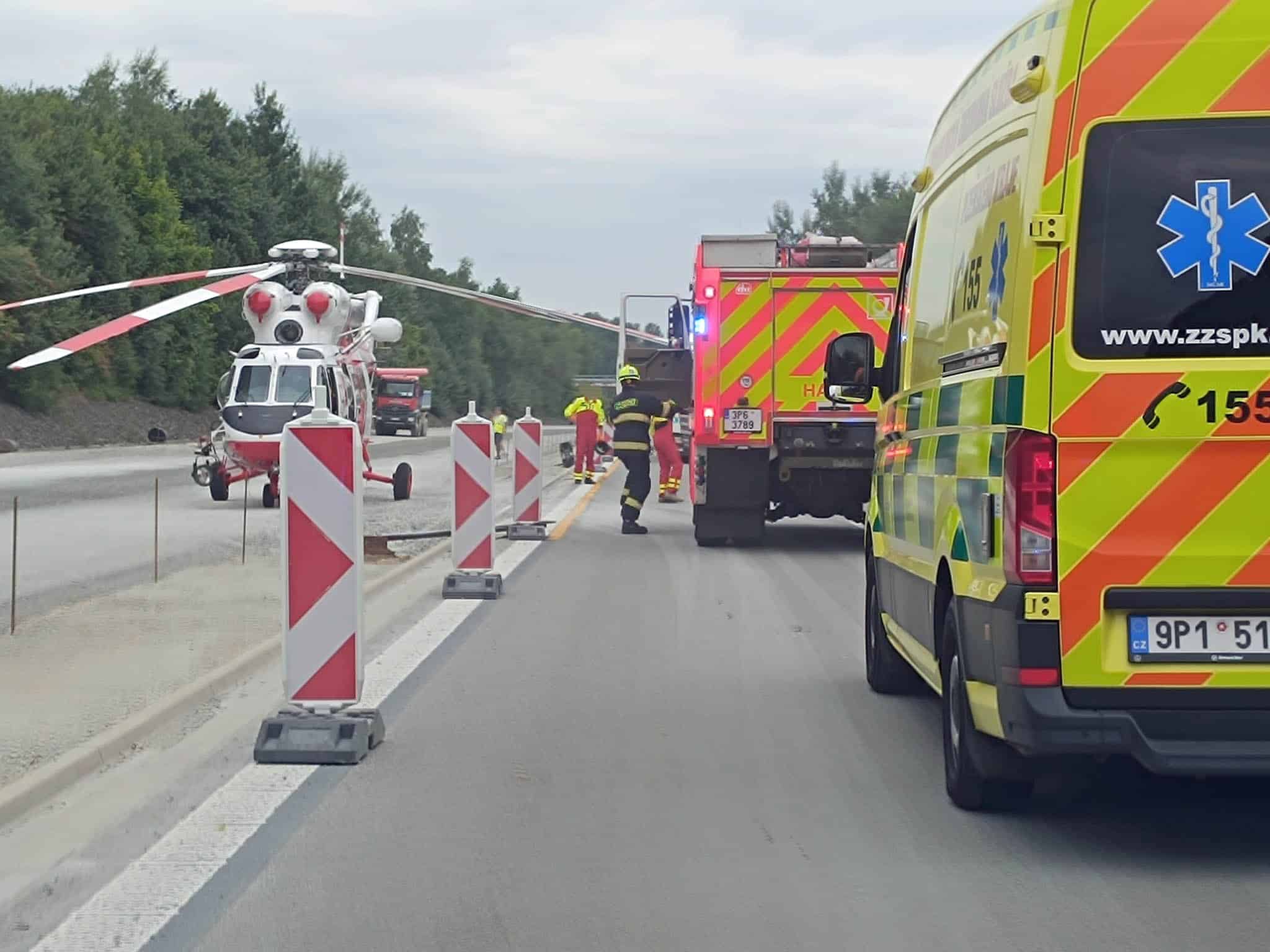 Tragická nehoda na dálnici D5. Foto: HZS