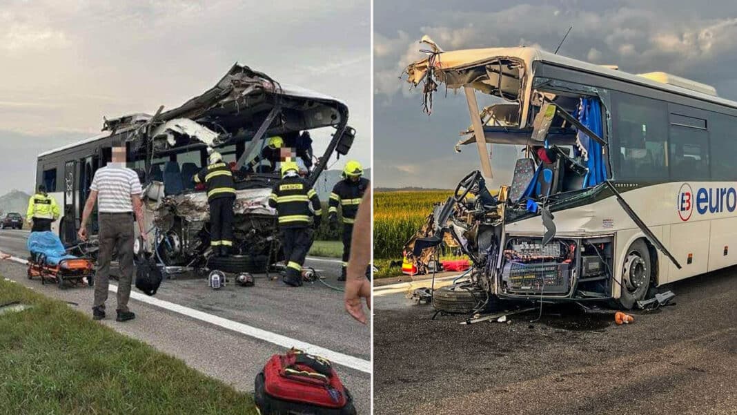 Tragická nehoda kamionu a autobusu na Košicku.