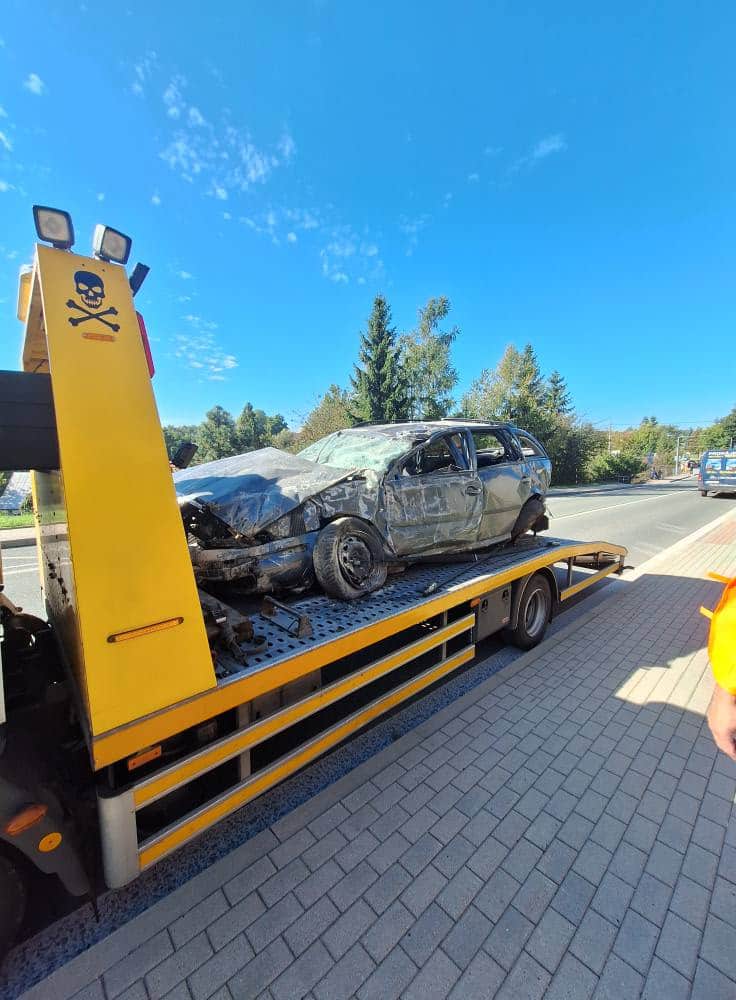 Tragická nehoda v Horní Branné - Valteřicích. Foto: Jiří Bouška