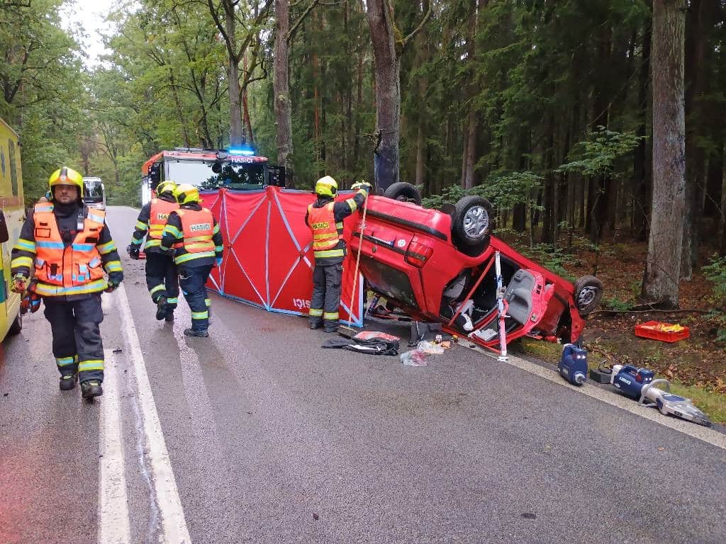 Tragická nehoda u Třeboně. Foto: HZS