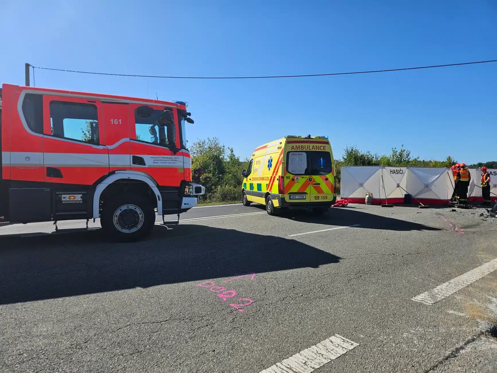 Tragická nehoda u Kývalky. Foto: HZS