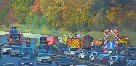 Nehoda na dálnici D1 u Strančic. Zdroj: ŘSD