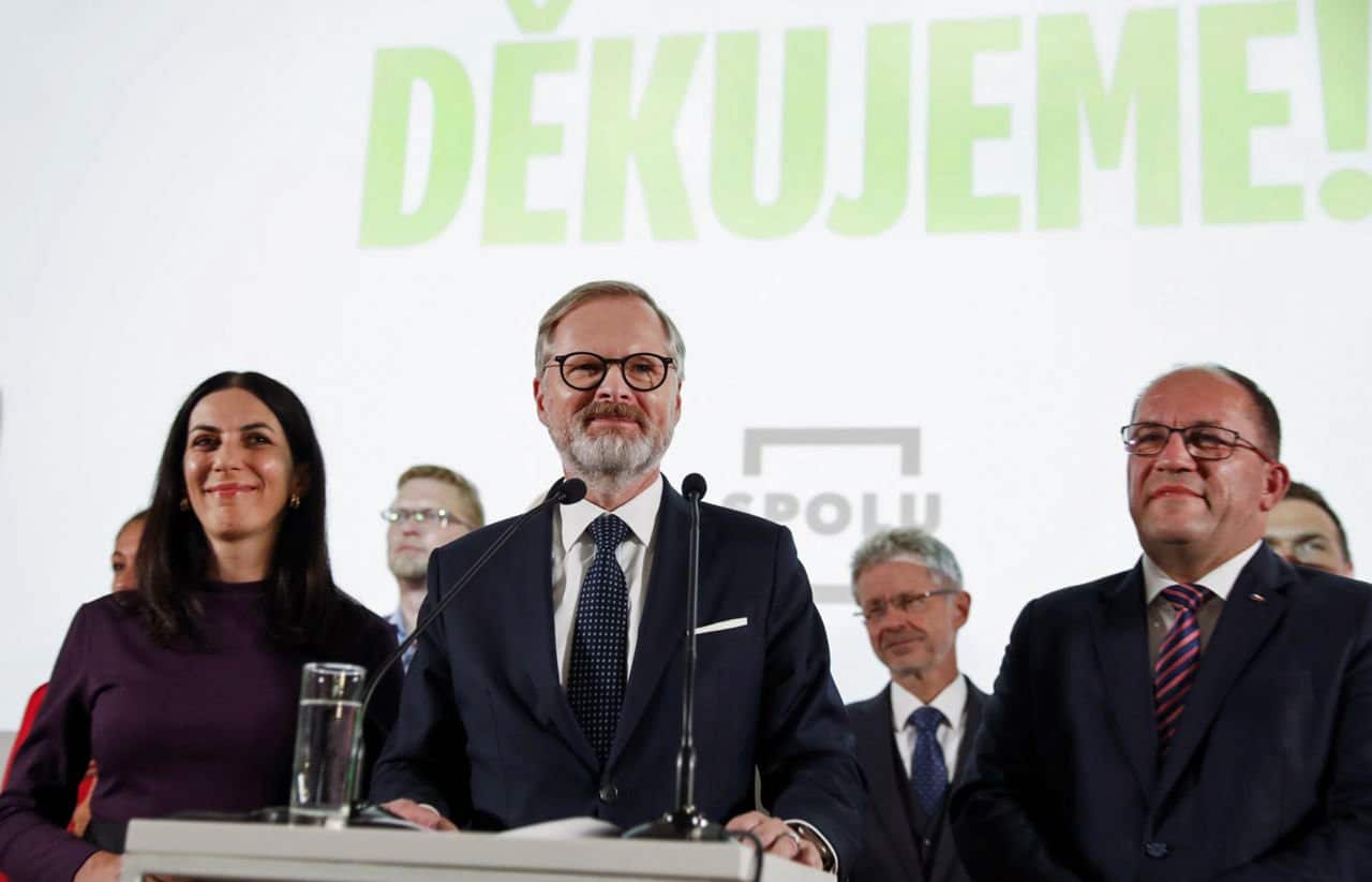 Markéta Pekarová Adamová, Petr Fiala a Marek Výborný z koalice Spolu. Foto: ODS