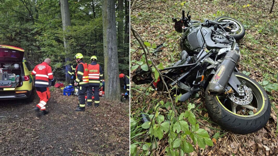 Tragická nehoda motorkáře v Buchlovských kopcích. Foto: HZS