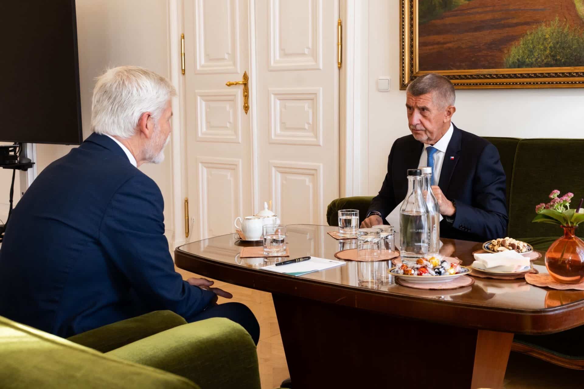 Prezident Petr Pavel a Andrej Babiš dnes jednali na hradě. Foto: Prezidentská kancelář