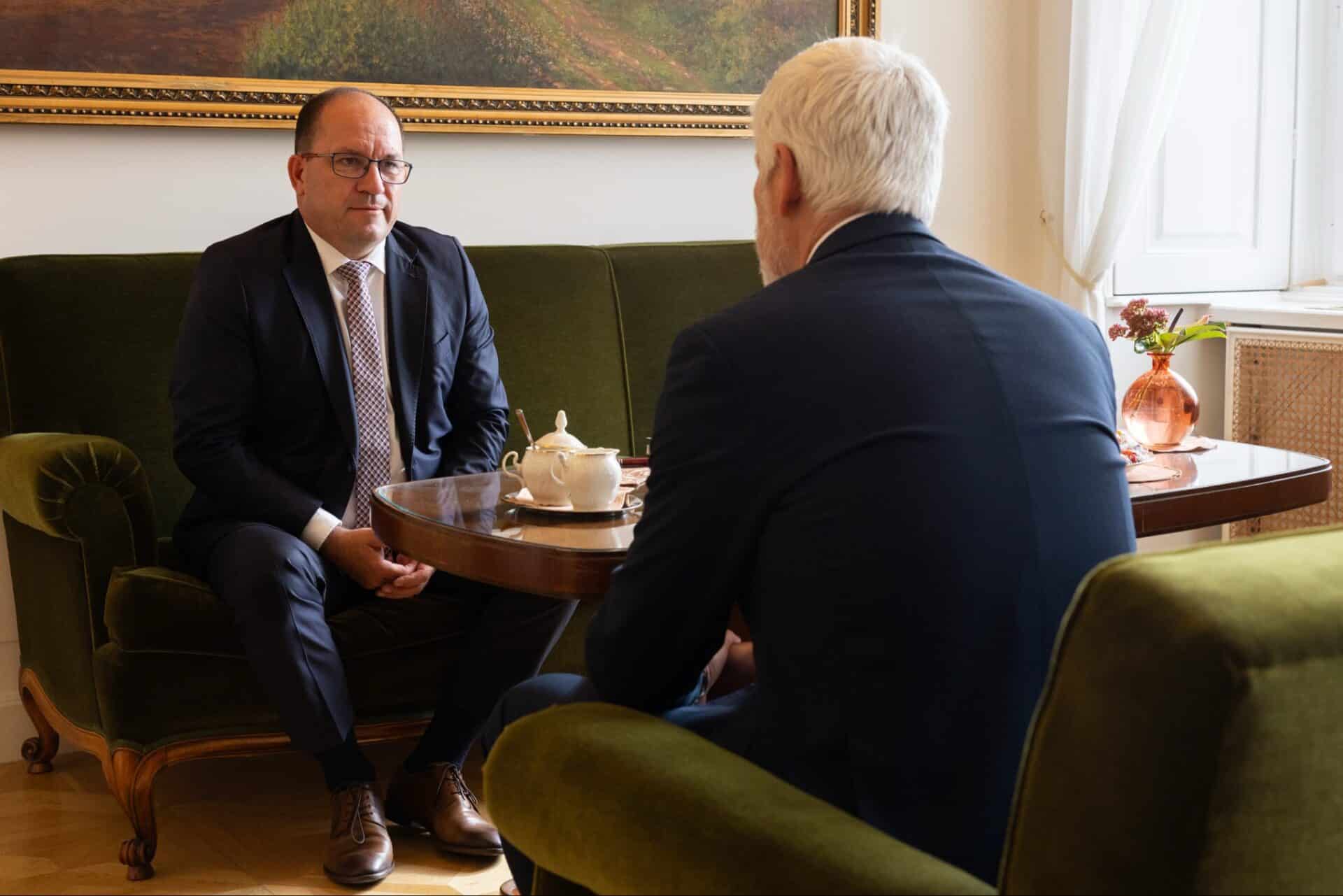 Prezident Petr Pavel dnes přijal také Marka Výborného. Foto: Prezidentská kancelář