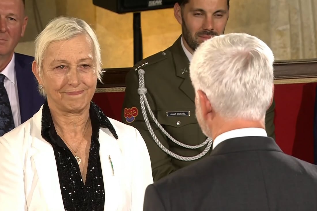 Řád bílého lva převzala tenistka Martina Navrátilová. Zdroj: ČT