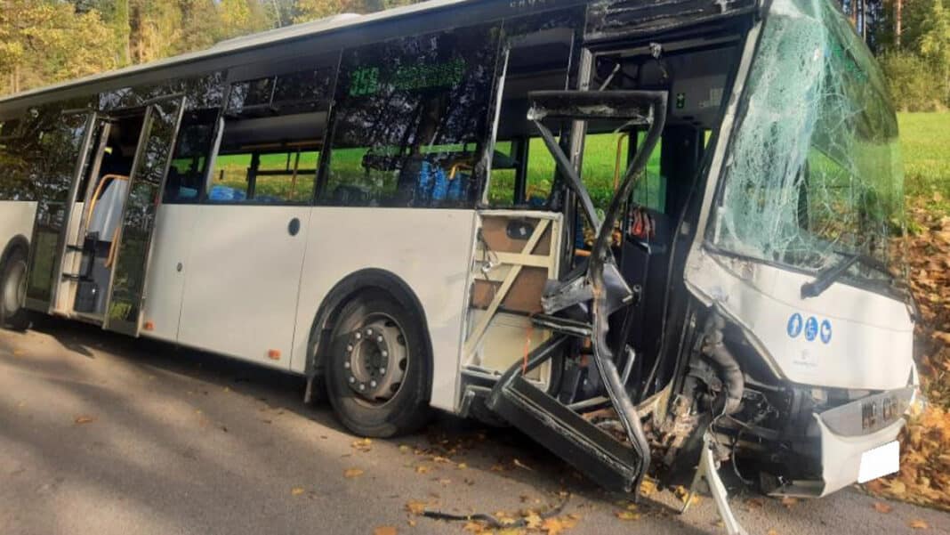 Nehoda autobusu u Jindřichova Hradce. Foto: PČR