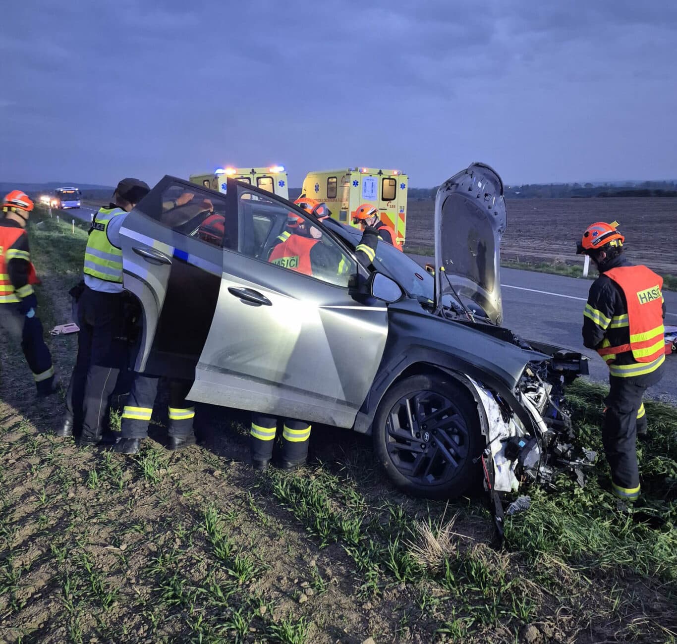 Tragická nehoda u Napajedel na Zlínsku. Foto: HZS