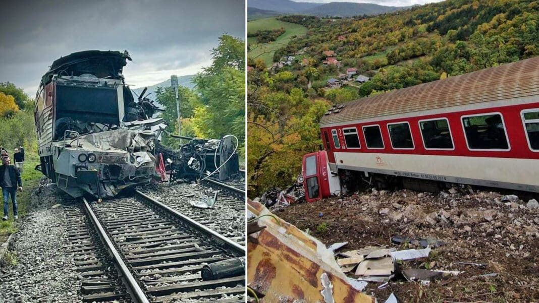 Nehoda dvou vlaků na Slovensku. Foto: Policie SR