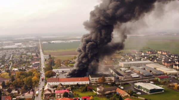 Velký požár v Nehvizdech. Foto: Jakub Junek