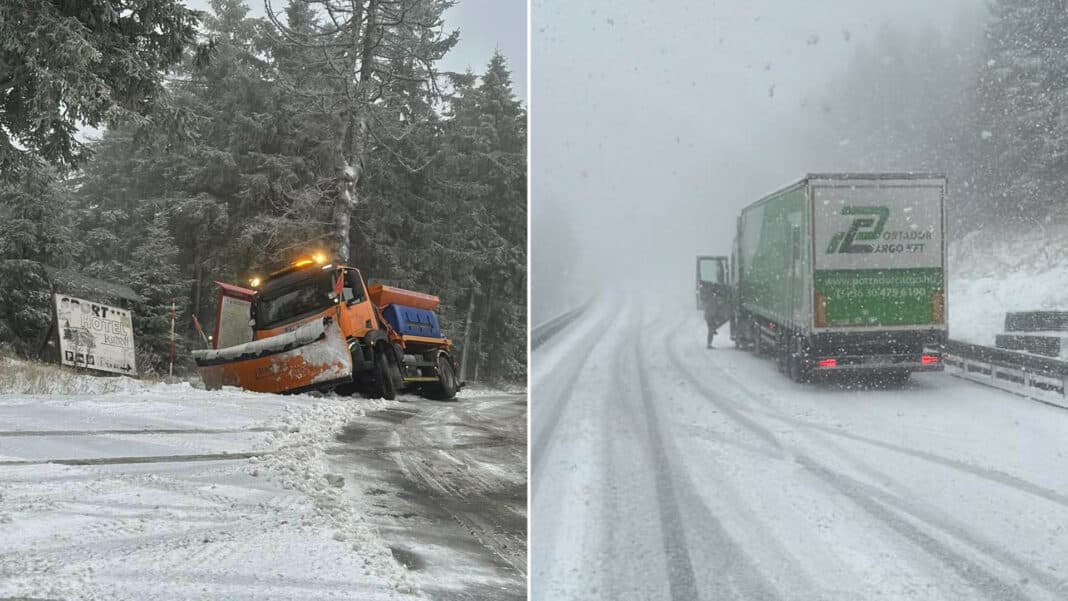 snehova kalamita 25 První sněhová kalamita trápí dnes řidiče na silnicích. Foto: M. Janák a J. Lukáš
