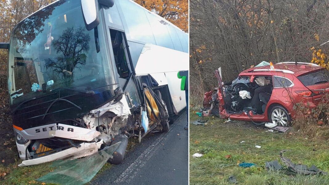 Vážná nehoda u Smečna na Kladensku. Foto: HZS