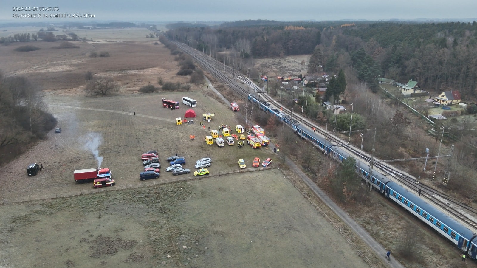 Nehoda vlaků u Zlivi. Foto: PČR