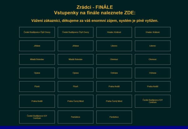 Informace na přetíženém webu CineStar.