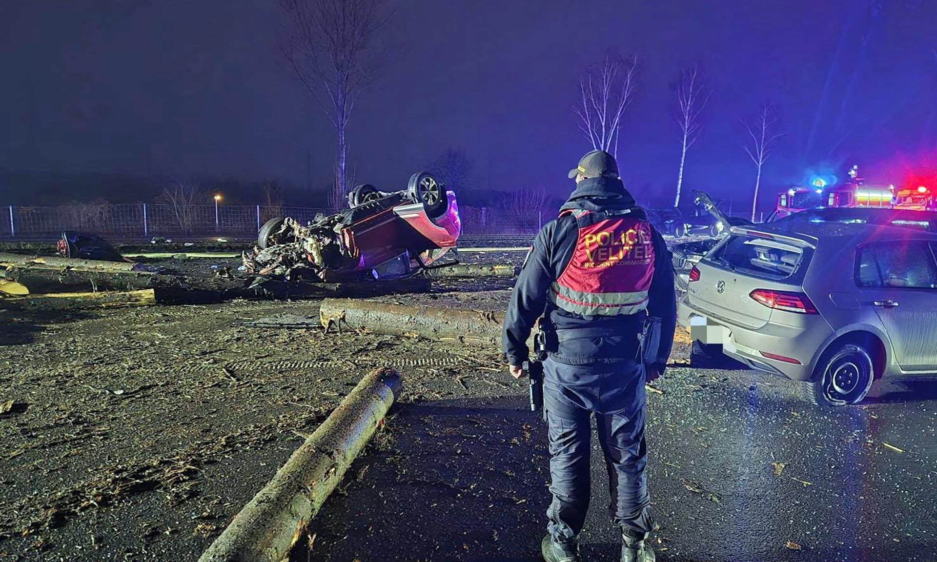 Hromadná nehoda na dálnici D56 u Paskova. Foto. PČR