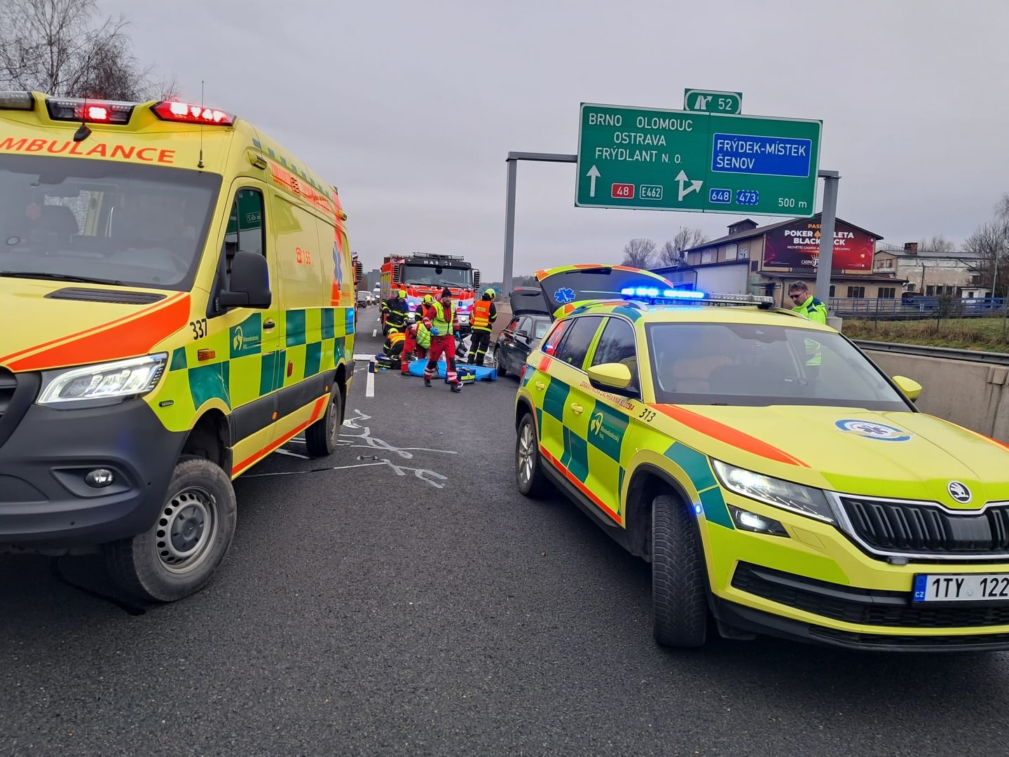 Tragická nehoda na dálnici D48. Foto: ZZS