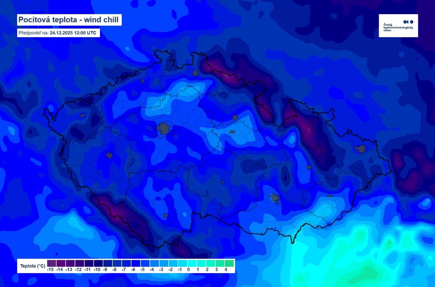 Jaké budou teploty na Štědrý den. Foto: ČHMÚ 