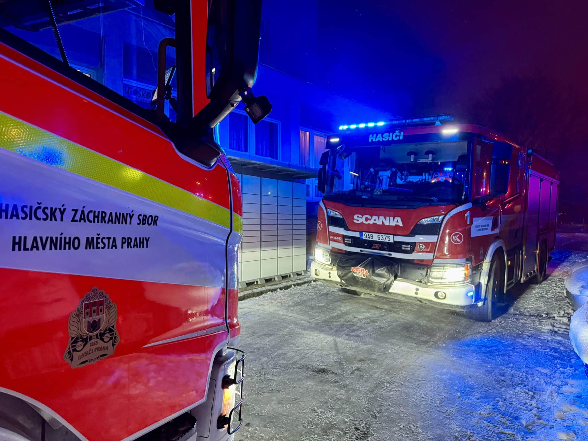Požár na vysokoškolských kolejích v Praze na Břevnově. Foto: HZS Praha