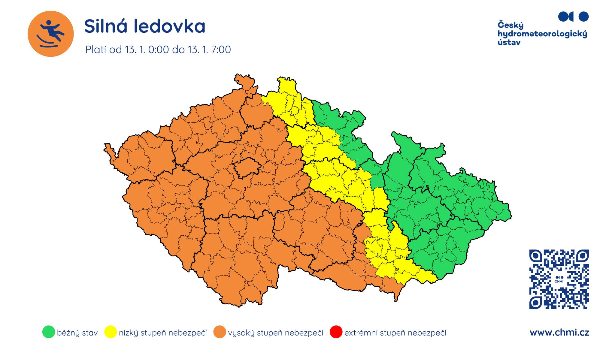 Varování před ledovkou. Zdroj: ČHMÚ