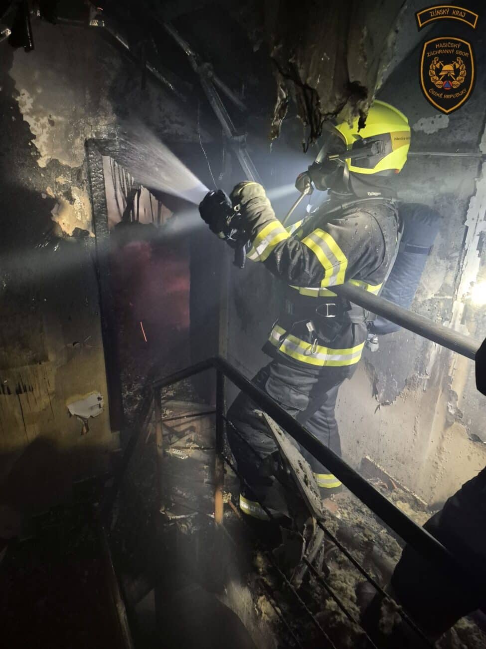 Požár rodinného domu v Kroměříži. Foto: HZS