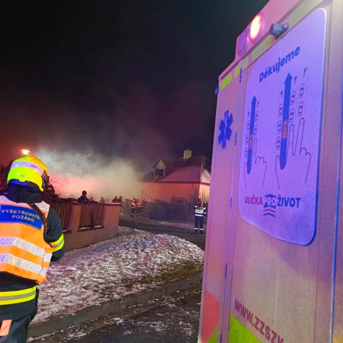 Požár rodinného domu v Kroměříži. Foto: ZZS