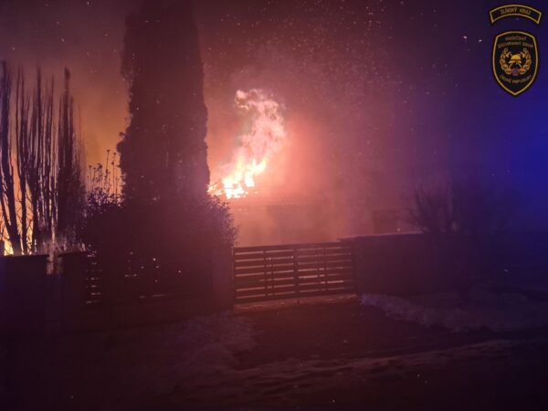 Požár rodinného domu v Kroměříži. Foto: HZS