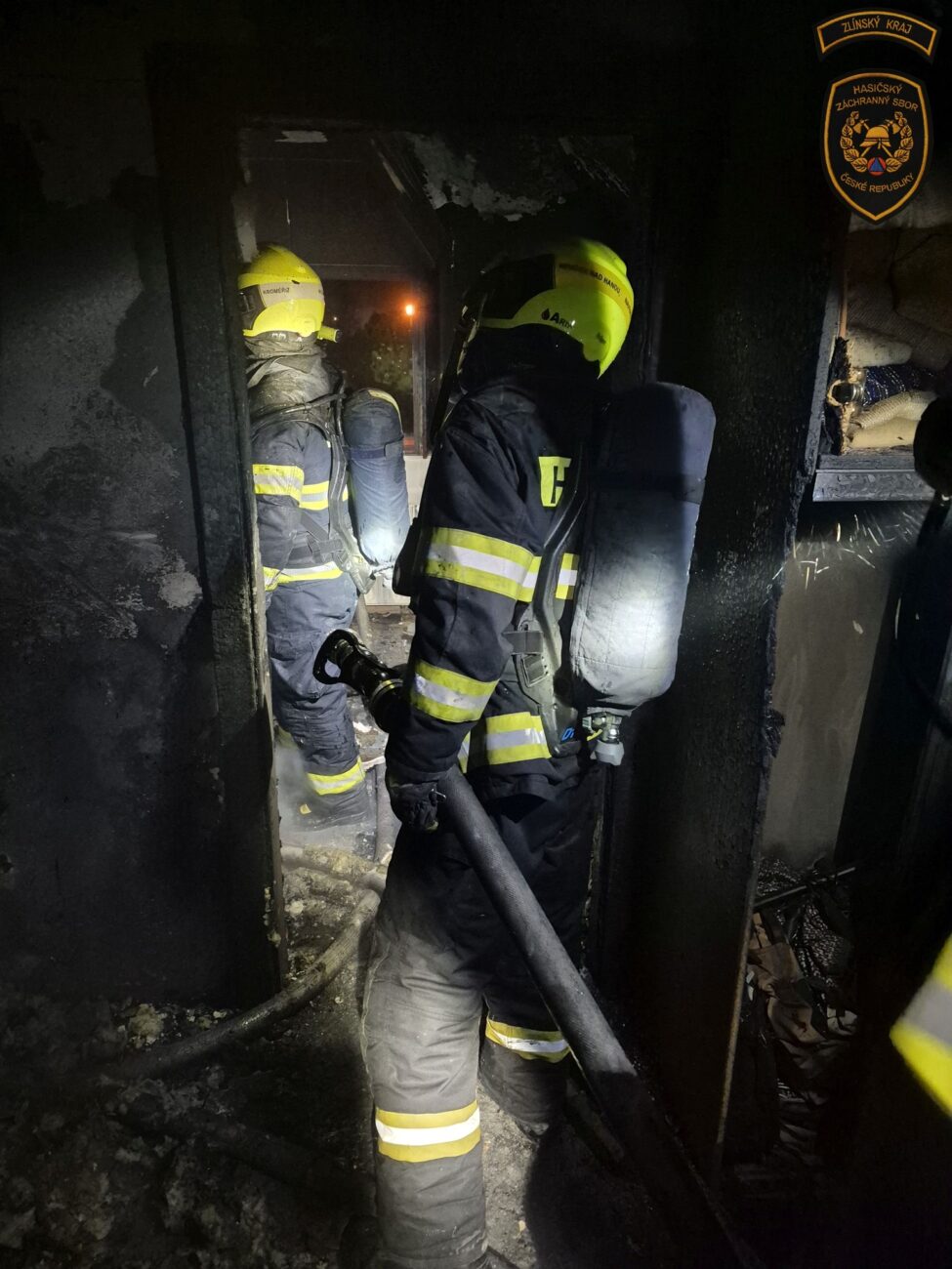 Požár rodinného domu v Kroměříži. Foto: HZS