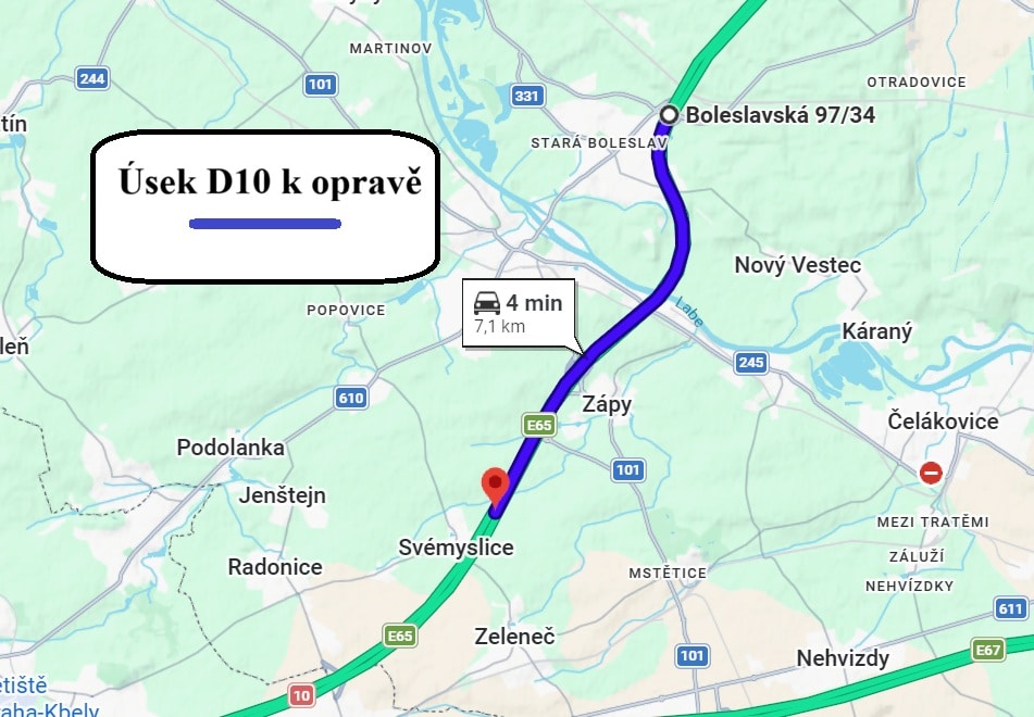 Chystaná oprava D10 u Staré Boleslavi. Autor: ŘSD