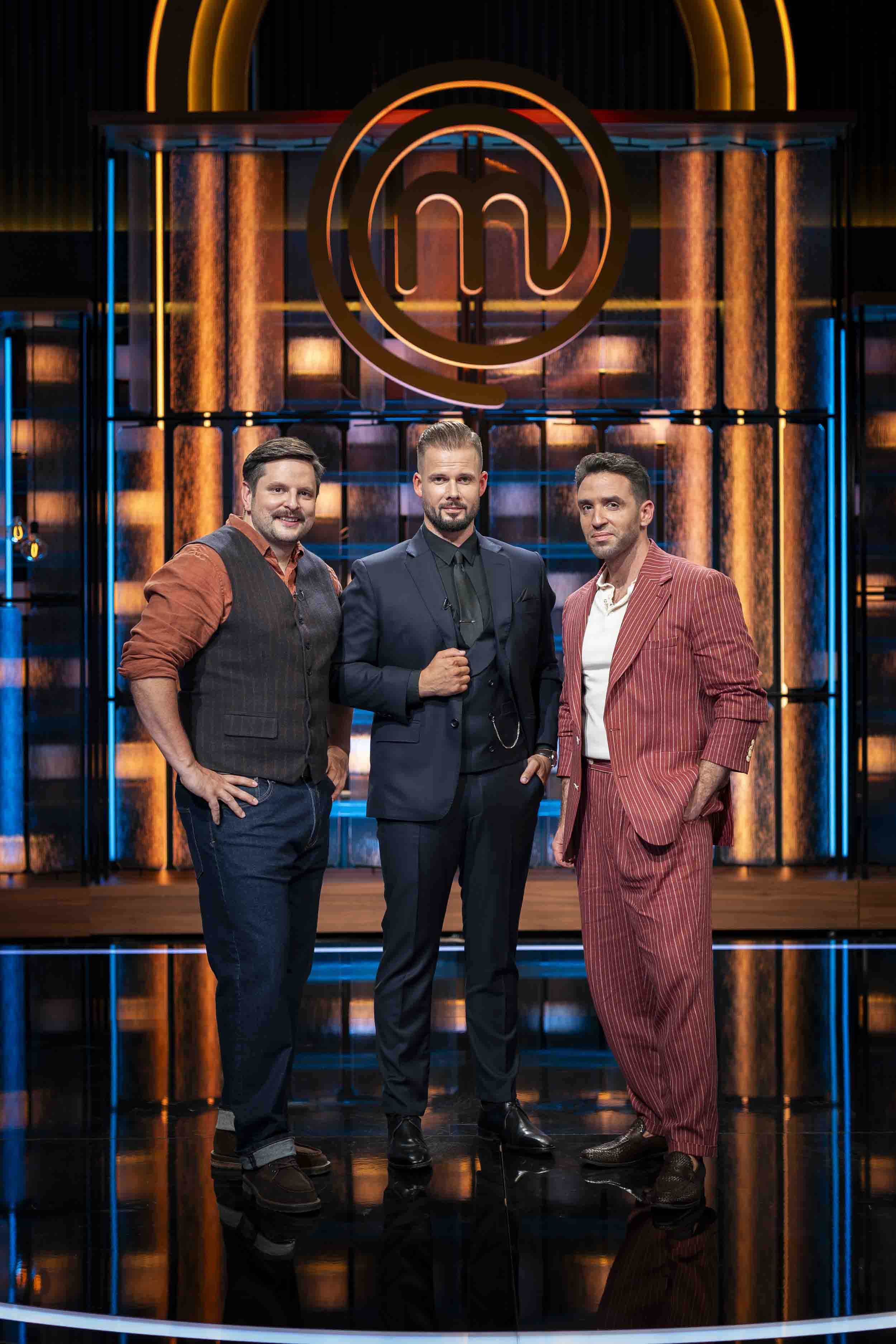 Porotci v show MasterChef Česko Zdeněk Absolon, Jan Knedla a Josef Pindur. Foto: TV Nova / se souhlasem