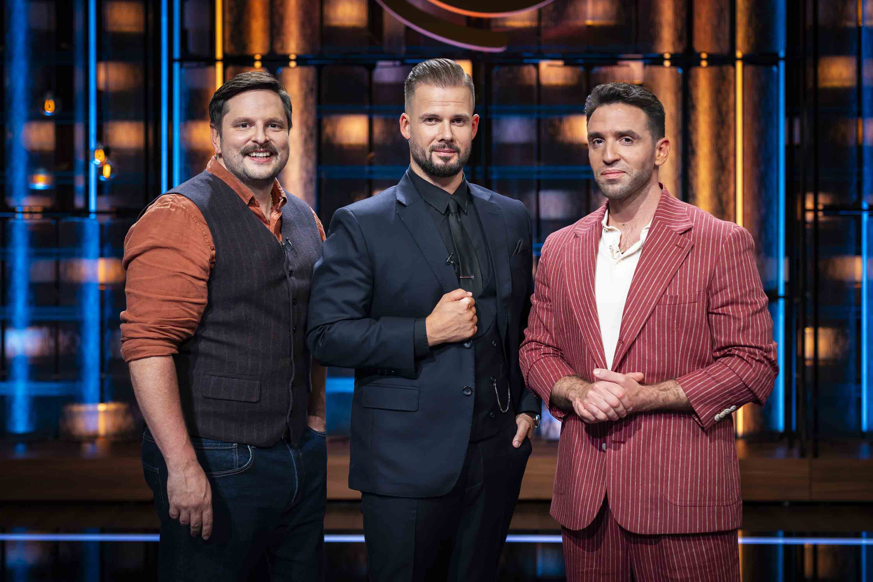 Porotci v show MasterChef Česko Zdeněk Absolon, Jan Knedla a Josef Pindur. Foto: TV Nova / se souhlasem